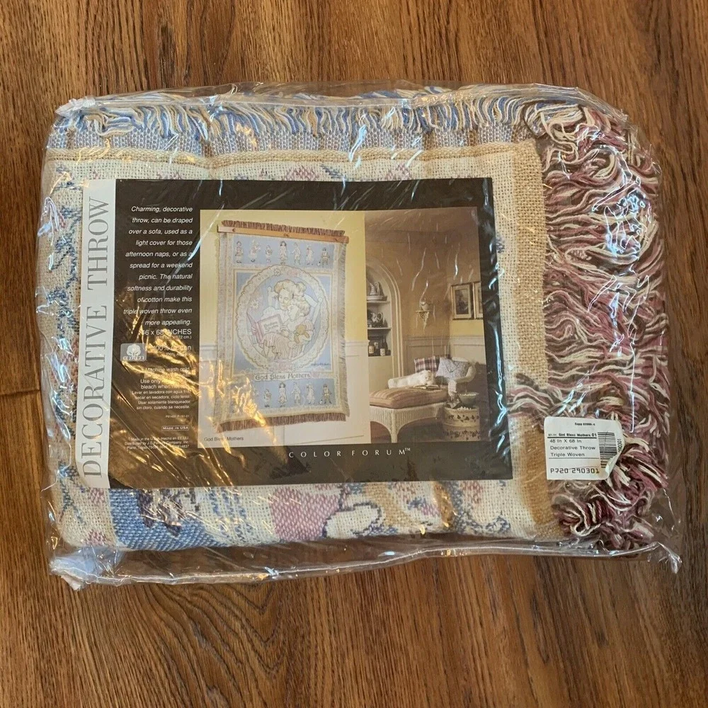 NEW JC Penney God‎ Bless Mothers Throw 46'' x 68'' Rocking USA Cotton Pastel